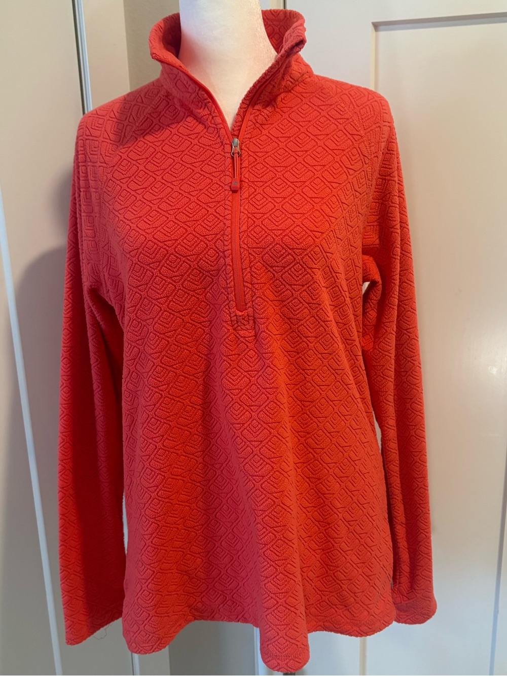 Eddie Bauer Women’s Tall Medium TM Coral Pink Textured Fleece Quarter Zip